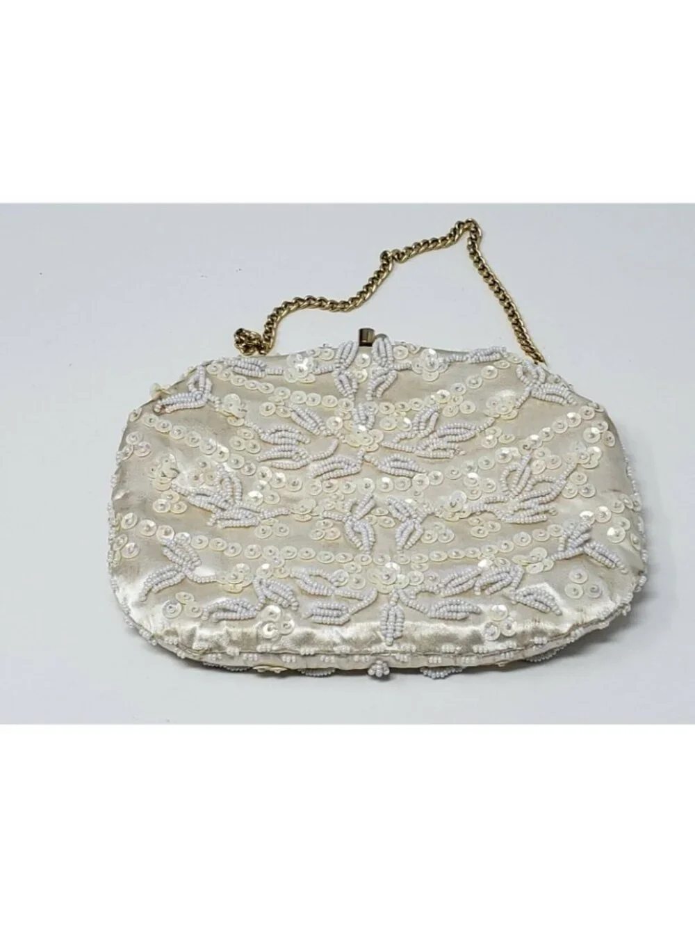 Vintage Richere Hand Bag By Walborg Beaded Clutch Purse Ivory Color